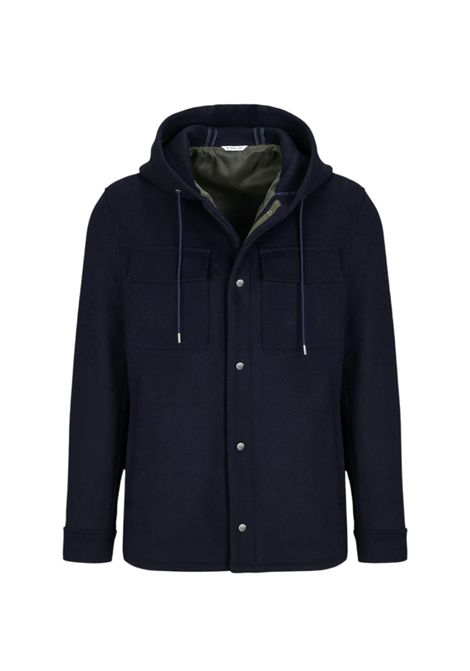 giubbino con cappuccio panno misto lana blu MANUEL RITZ | Giubbotti | 3932H8409FC 25373889